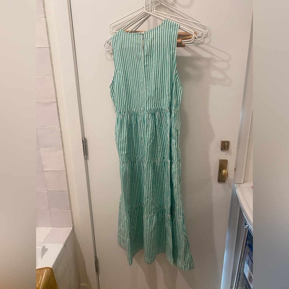 J. Crew Factory Sleeveless Green & White Striped Midi Dress - Size 2 - Picture 4 of 4
